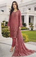 Maria.B Dusty Rose Pure Chiffon Luxury Formal