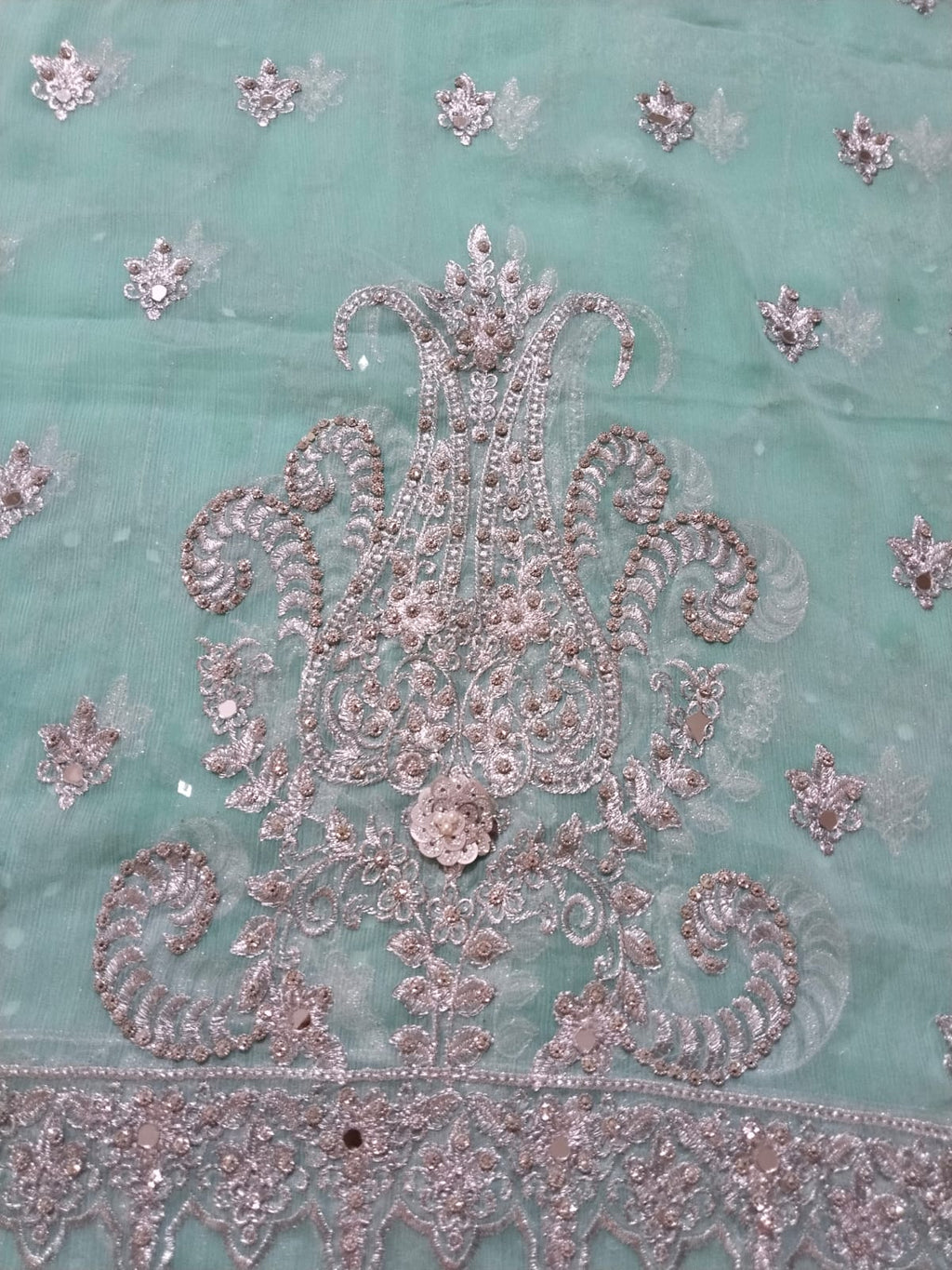 Powder Green Pure Chiffon Luxury Formal