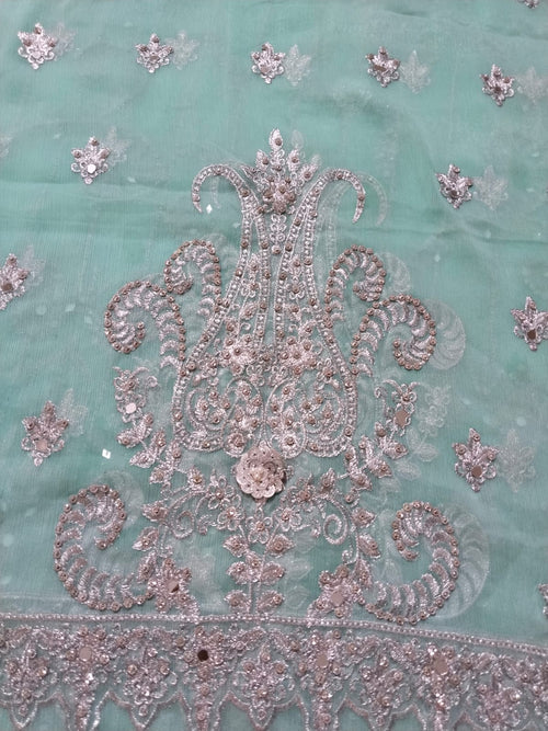 Powder Green Pure Chiffon Luxury Formal