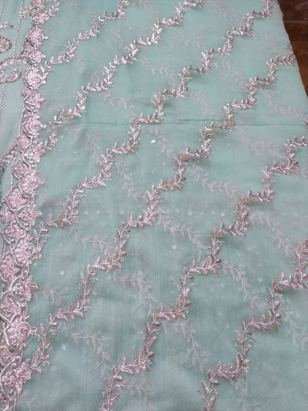 Powder Green Pure Chiffon Luxury Formal