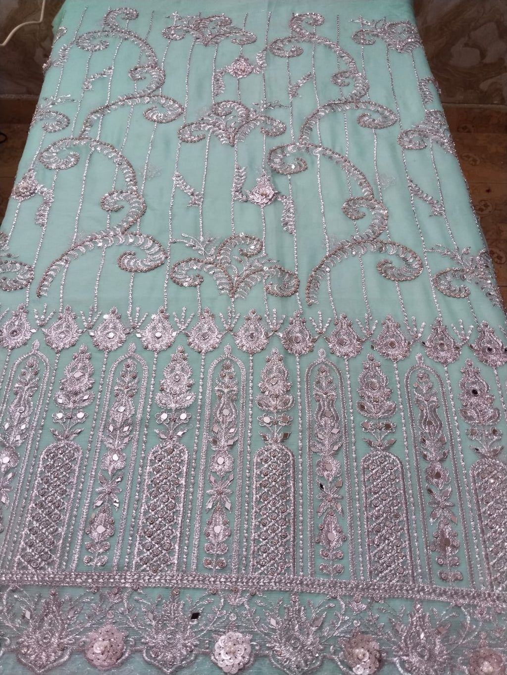 Powder Green Pure Chiffon Luxury Formal