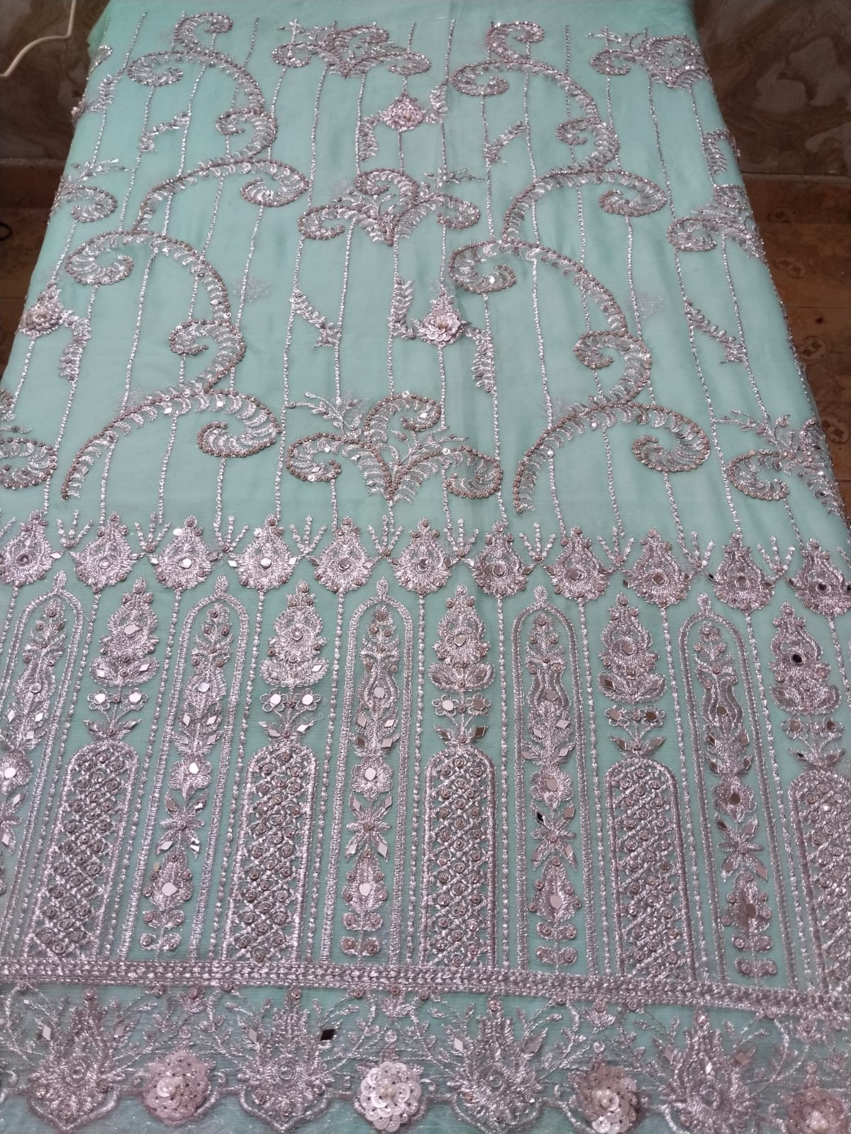 Powder Green Pure Chiffon Luxury Formal