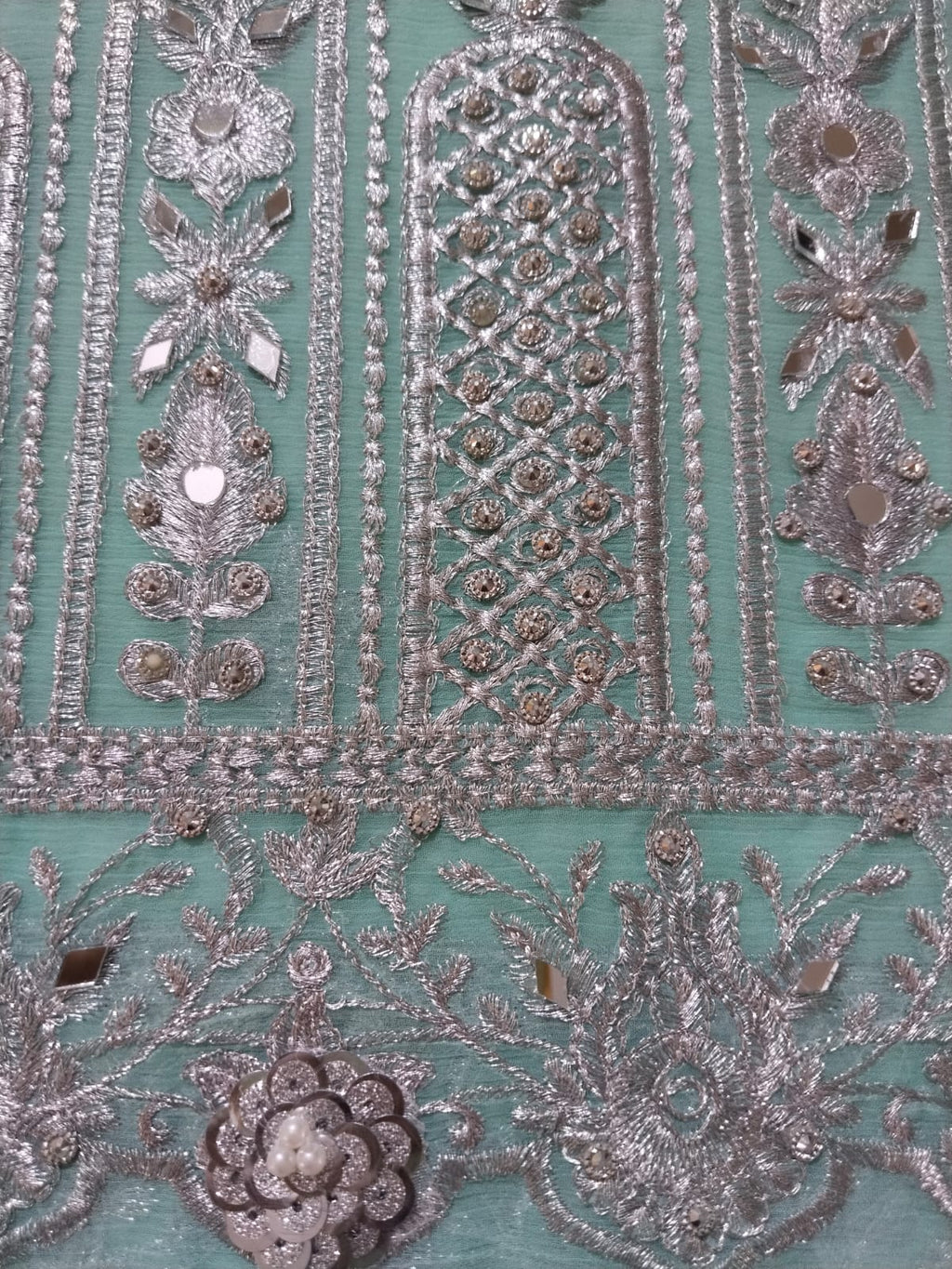 Powder Green Pure Chiffon Luxury Formal