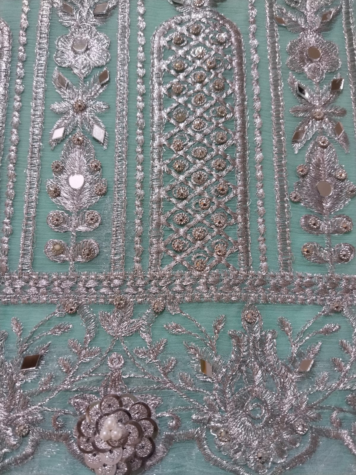 Powder Green Pure Chiffon Luxury Formal